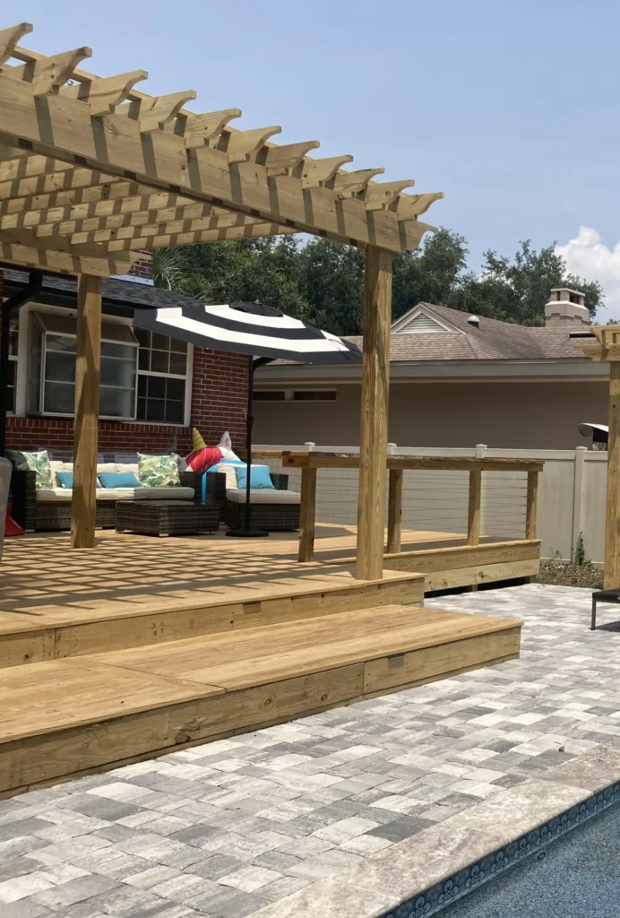 Backyard Pavers With Pergola