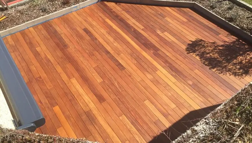 Wooden deck surface showcasing rich, warm brown tones.